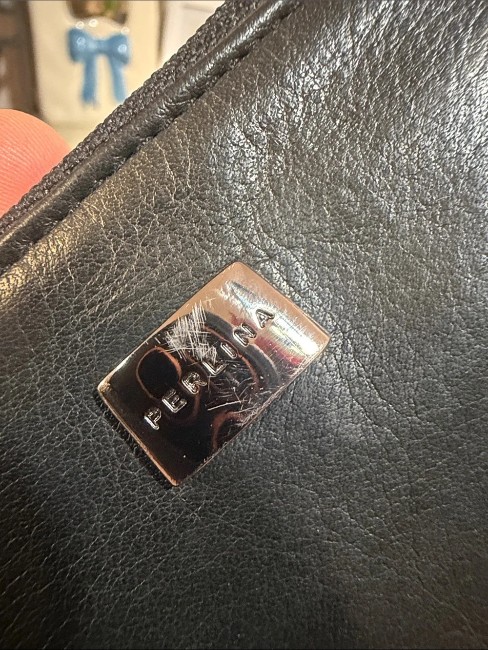 Perlina Black Genuine Leather Zip Around Wallet